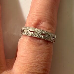 Sterling Silver Diamond Band Ring, Size 8